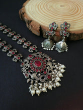 Traditional Silver Replica Pearl Drop Necklace Set | Sarichka Fashion